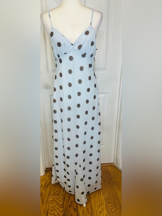 sincerely jules brown polka dot dress Sincerly Dresses | Jules Light Blue Spaghetti Strap Size Large | Color: Blue/Brown | Size: L Everyday Luxury Midi dress Lined Straight Women's Suit Pants | Color:Dark Green
